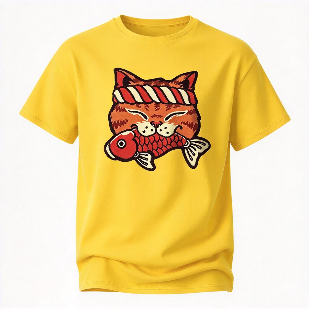Cat Holding Fish Printed Unisexs Tshirt Cotton Oversized Cute Cartoon Funny Graphic Tees For Unisex Tops Tees Streetwear