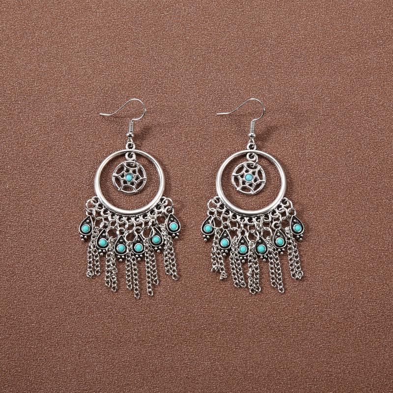 Handmade Retro Bohemian Ethnic Tassel Earrings for Women, Long Thai Style