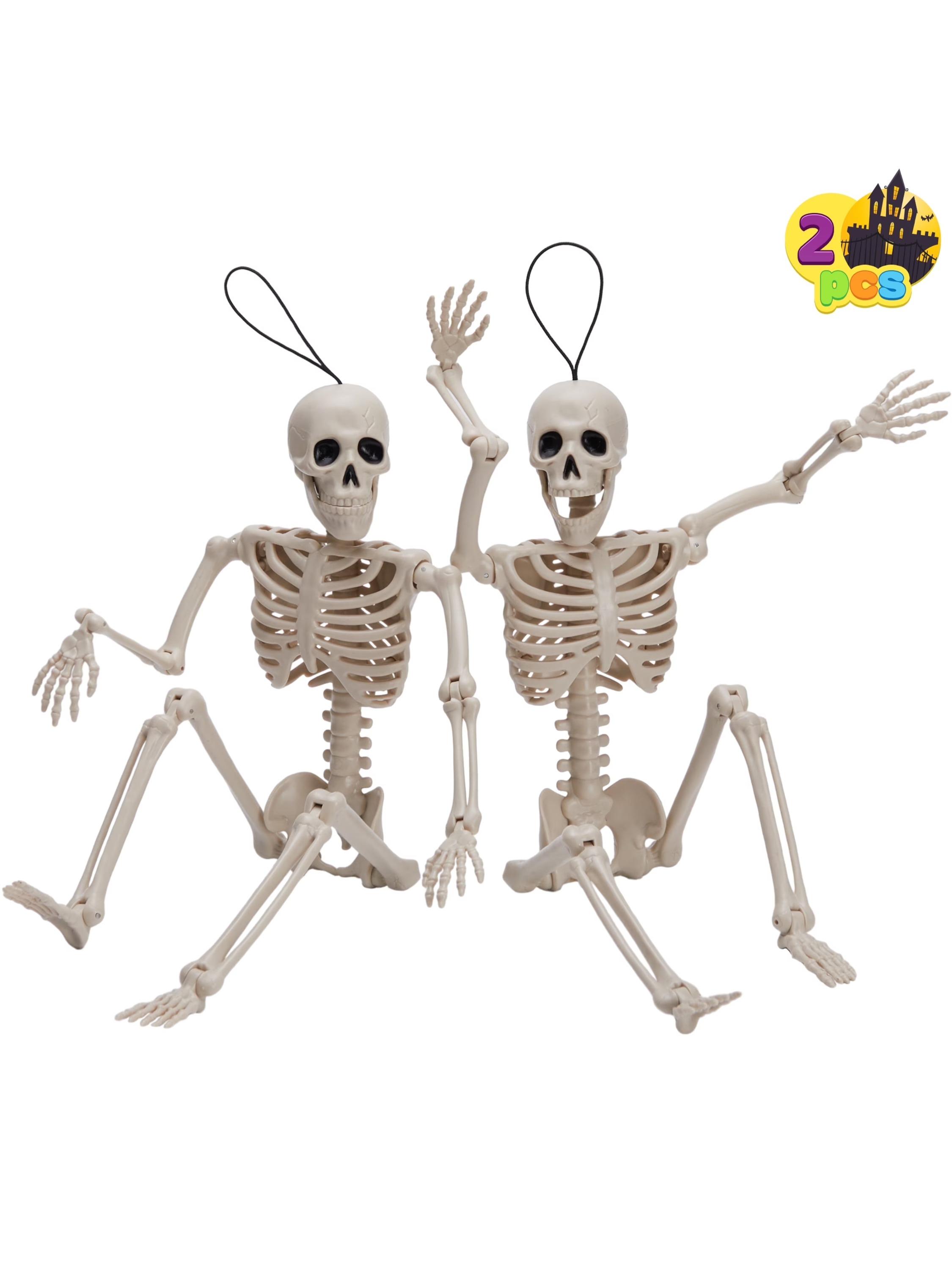 

Joyfy 2 Pcs Halloween Skeleton Decorations 16 inch Poseable Skeleton with Movable Joints for Halloween Outdoor Haunted House