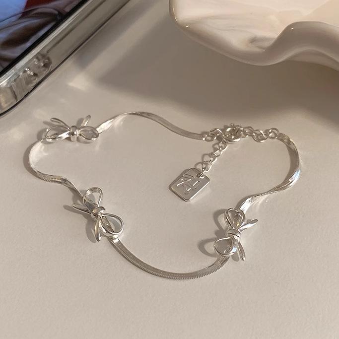 Popular 925 Silver Bow Bracelet: Elegant High-End Design for Women