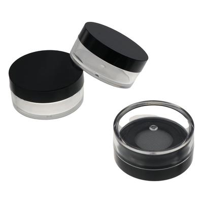Round Powdery Cake Box Sieve Portable With Puff Plastic Cosmetic Container Travel Makeup Jar Loose Powder Pot Empty Powder Case