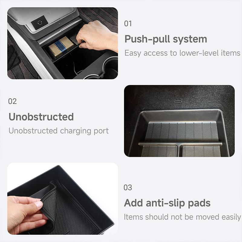 For Tesla Model Y Juniper 2025-2026 Accessories Center Console Storage Box Wireless Charging Pad Cup Holder Camera Privacy Cover