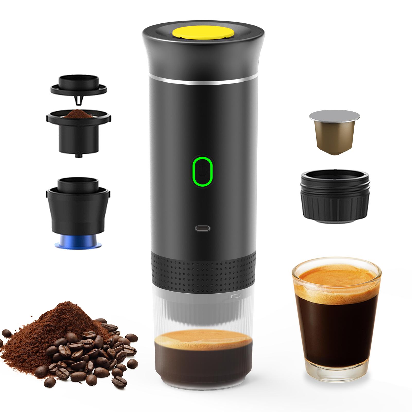 

Portable Coffee Machine for Car Home Travel 3 in 1 Cordless Electric Coffee Maker Work With Capsule and Ground Coffee чёрный