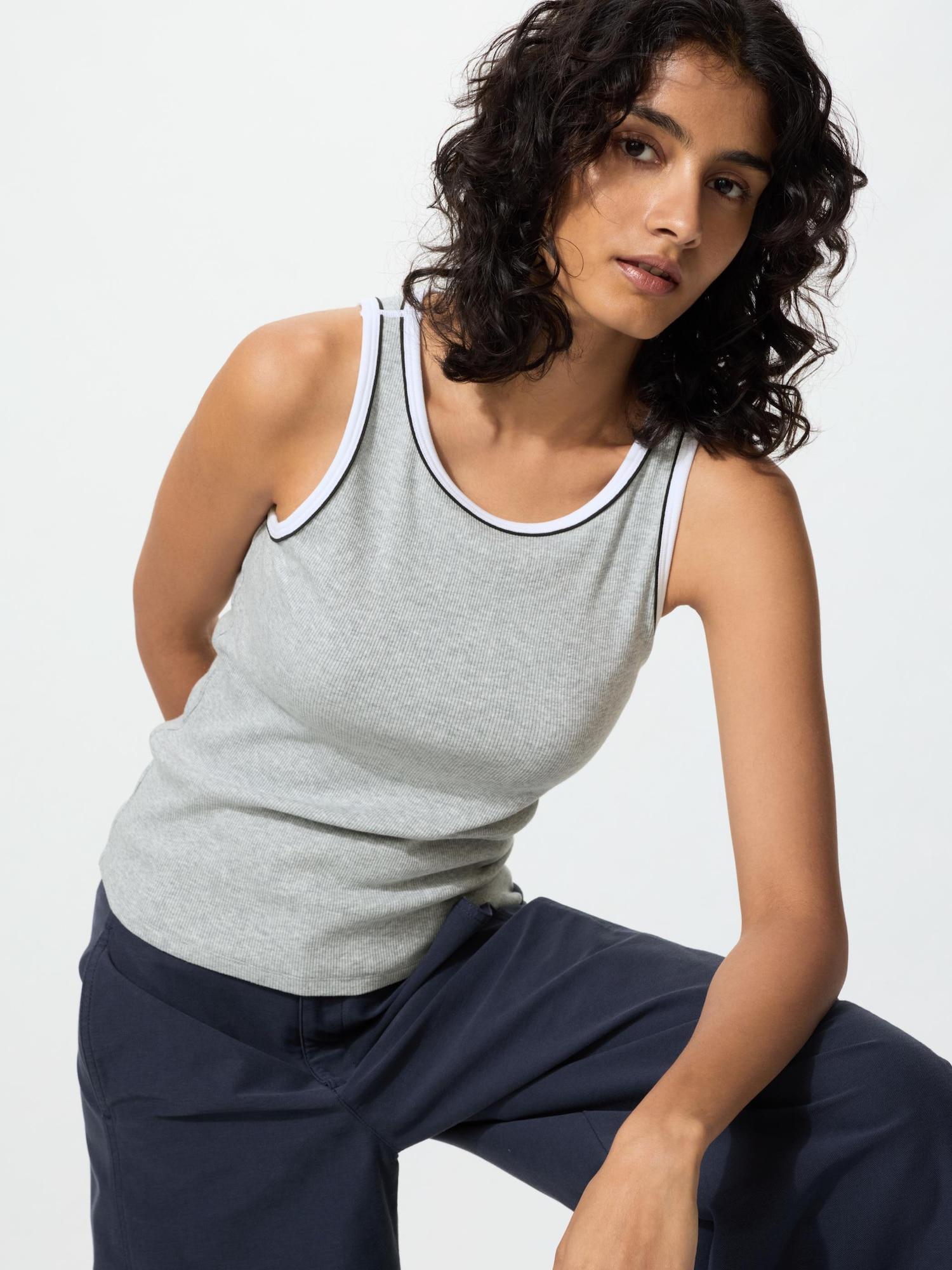 Uniqlo Lip Bra Top Ringer 03 GRAY/WOMEN XS
