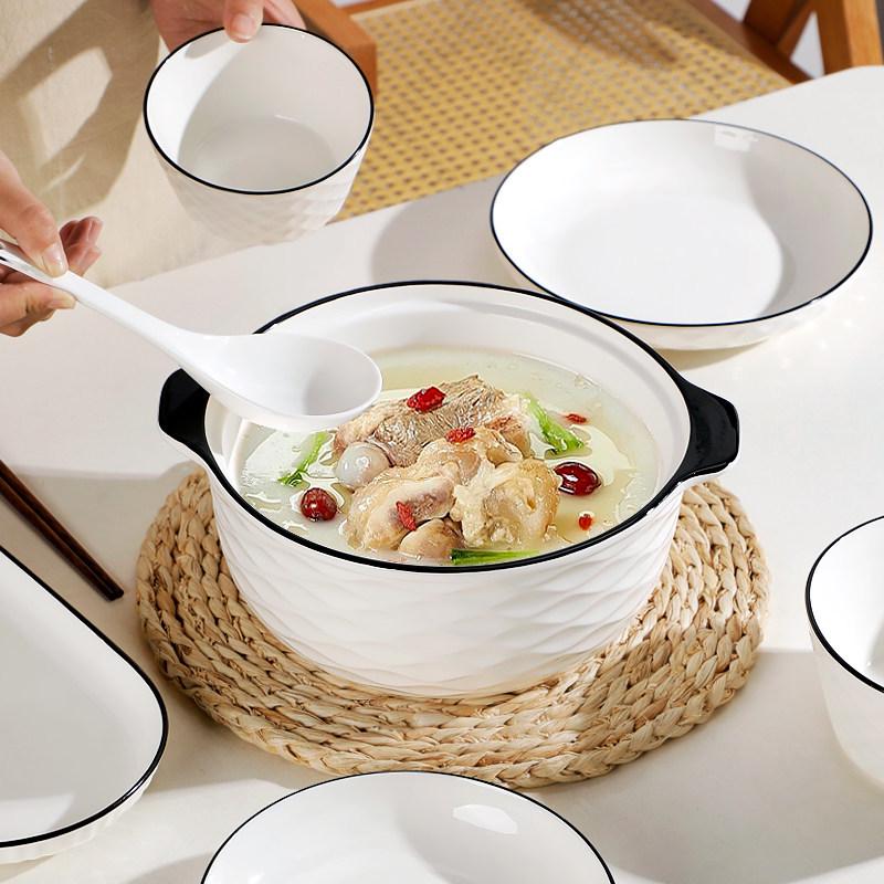 2025 Light Luxury Ceramic 10-Piece Bowl and Chopstick Set – Modern Tableware for Home and Housewarming Gifts