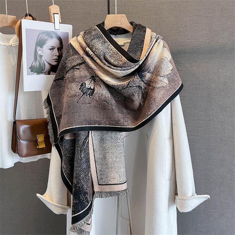 Luxury Winter Cashmere Scarf for Women Print Design Warm Pashmina Blanket Scarves Female Shawl Foulard Bufanda Poncho Stoles