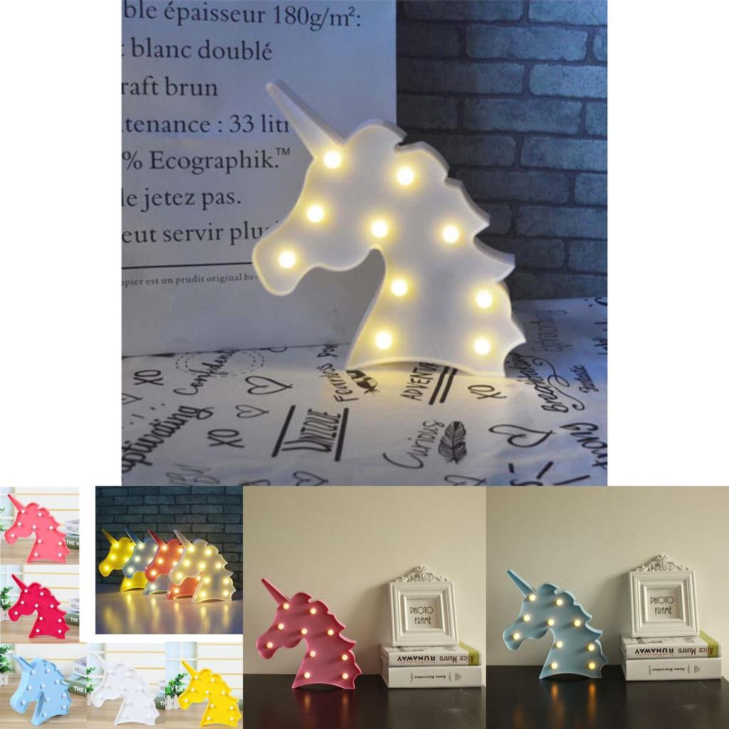 Enchanting Cute Unicorn Head Led Table Lamp Night Light Great For Kids Bedroom Decor