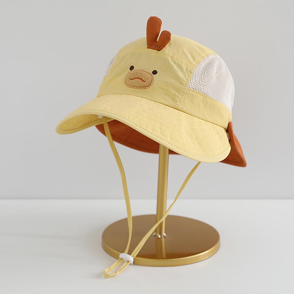 Cute Cartoon Animals Baby Bucket Hat Summer Mesh Breathable Wide Brim Sunshade Fisherman Cap Kids Boy Girl Outdoor Sun Visor Basin Hat