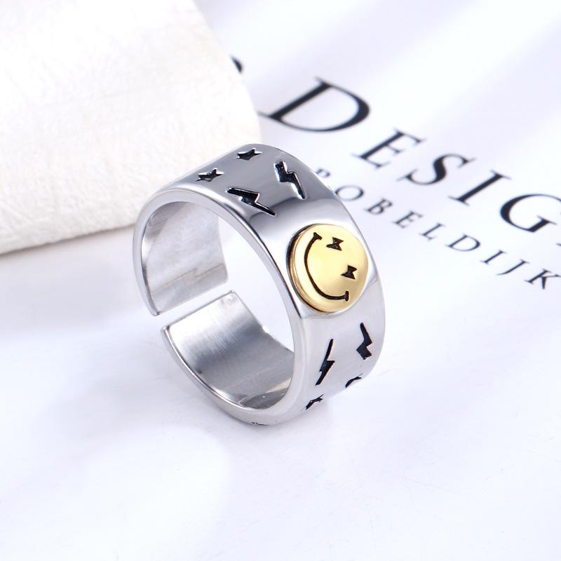 

Retro Smiley Face Open Ring - Unisex Adjustable Personality Jewelry Adjustable платиновый