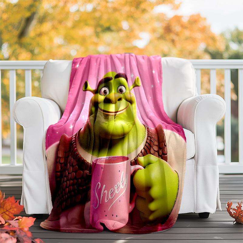 1pc Shrek2 Theme Blanket - Digital Print, Polyester, Cozy for All Seasons, Perfect for Outdoor, Camping, and Travel