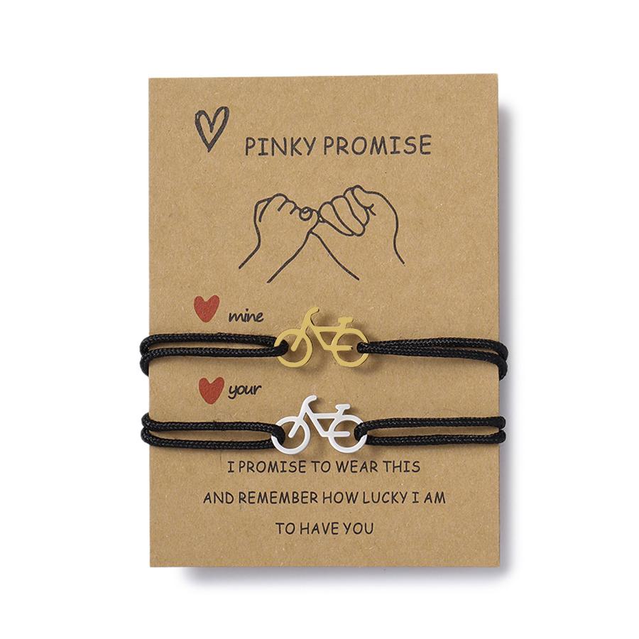 Noter 2Pcs Matching Couple Bracelet Stainless Steel Bicycle Cool Riding Paired Accessory Premium Selected 2mm Cord Adjustable