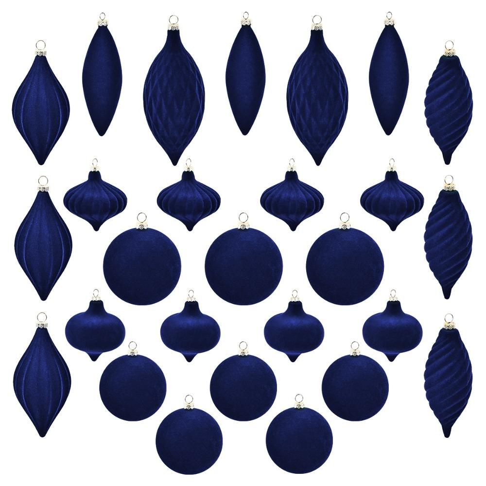 27pcs Shatterproof Velvet Christmas Ball Pendant Xmas Tree Hanging Ornaments  Home New Year Gifts