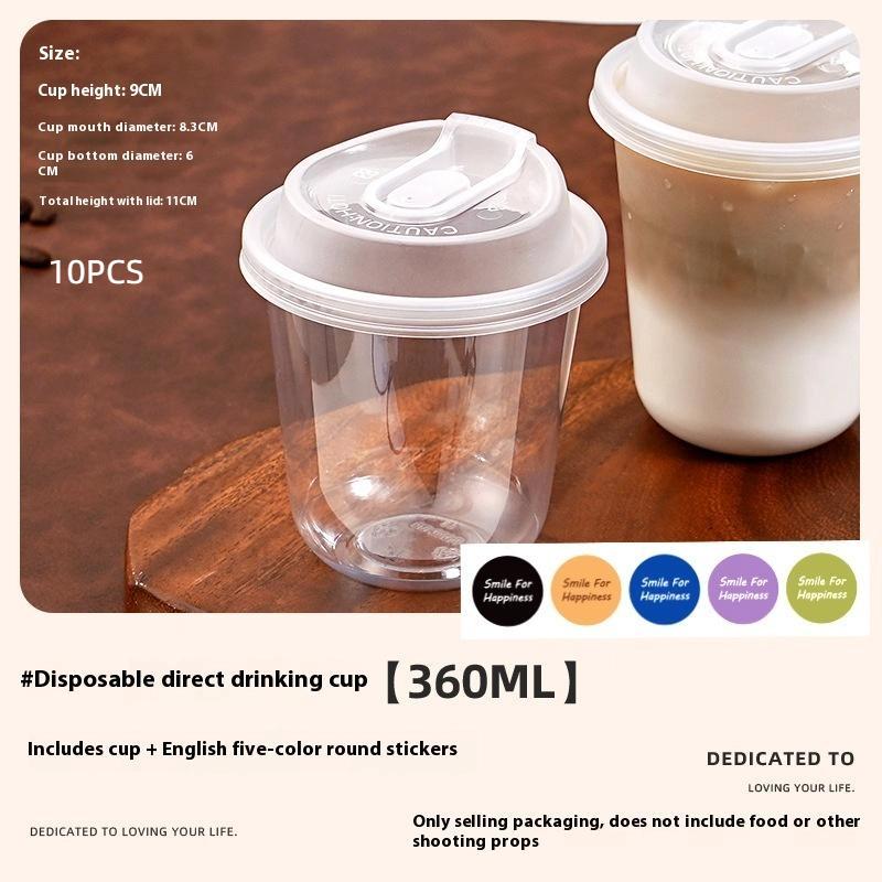 10Pcs Transparent Coffee Cups With Lids U-Shaped Disposable Cups For Hot Drink Milk Tea Takeaway Beverage Cups