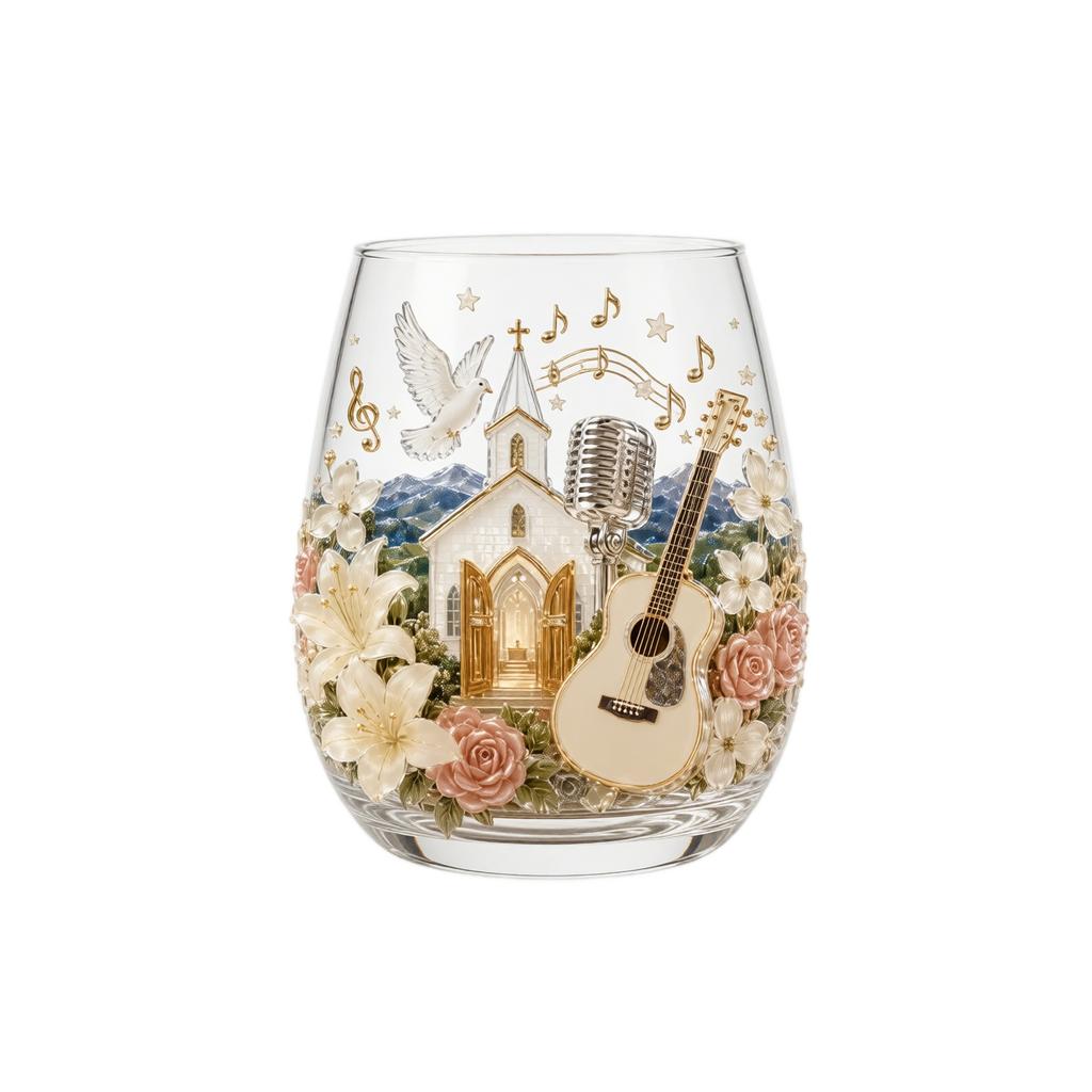 Glass Cup with 2D Printed Design for Home and Kitchen