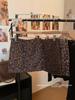 2024 European Leopard Print A-line Midi Skirt - High Waist, Slimming, Petite, Autumn Winter Style