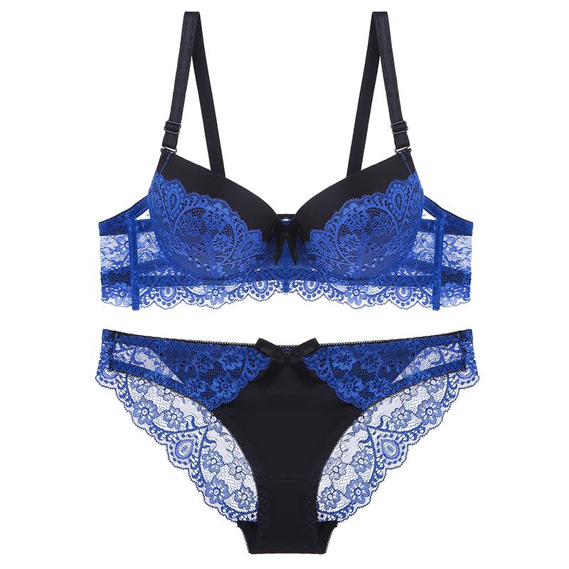 European and American Style Women Lingerie Set Sexy Lace Underwear Set Adjustable Gathered Push Up Bra and Panty Set