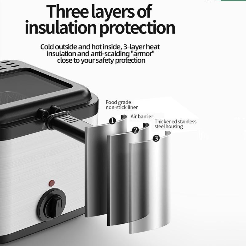 Integrated Self-Heating Household Deep Fryer for French Fries & Fried Dough Sticks