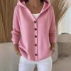 New Women's Casual Loose Fashion Solid Long Sleeve Cardigan Knit Sweatshirt Outerwear