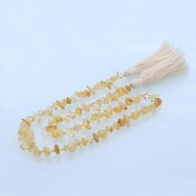 Natural Gemstone Bead Garland with Tassel,31inch Farmhouse Rustic Country Table Decor Prayer Healing Beads Boho Wall Shelf Hanging Decoration цитриновый