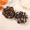 AWAYTR Solid Color Leopard Rose Hair Claws Fabric Hair Clips Crab For Women Girl Gift Hair Accessories Valentine Headwear