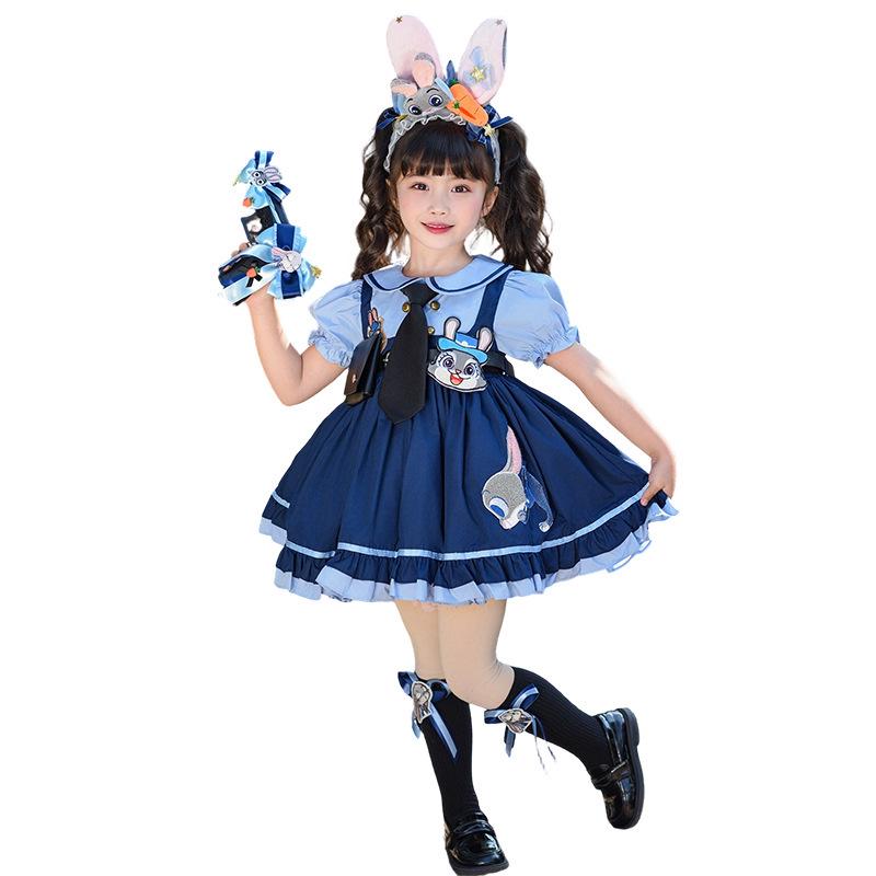 Summer Zootopia Judy Bunny Police Princess Lolita Dress for Little Girls