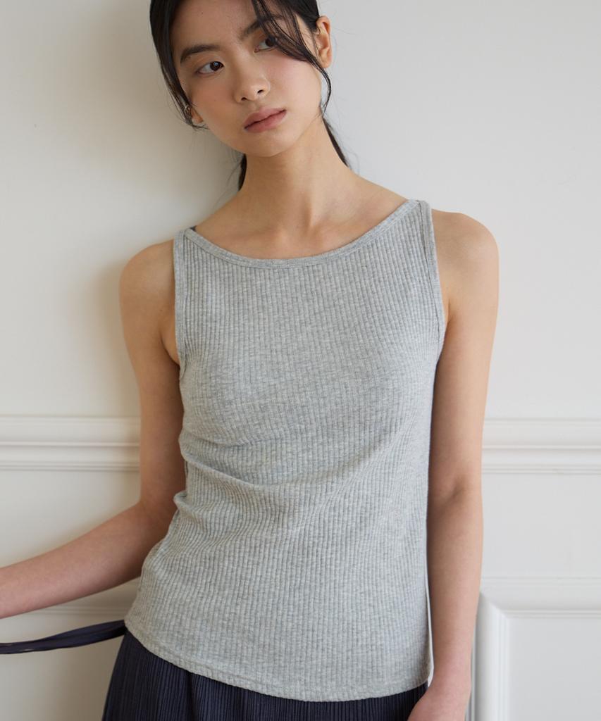 Oeoseoul Boat Neck Ribbed Top _ Core Colors