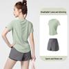 Plus Size Quick-Dry Loose Fit Yoga & Sports Suit: Elastic Short Sleeve T-Shirt & Shorts