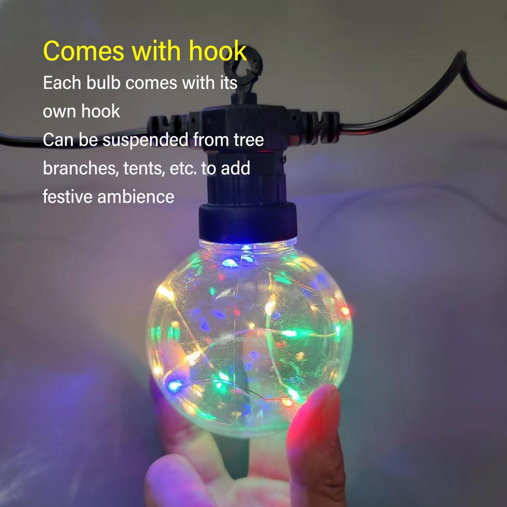 LED Ball String Lights 10LEDs G50 Copper Wire Bulb Colorful Die Casting Lamp Head Waterproof Outdoor Decorative Lights 13.1ft