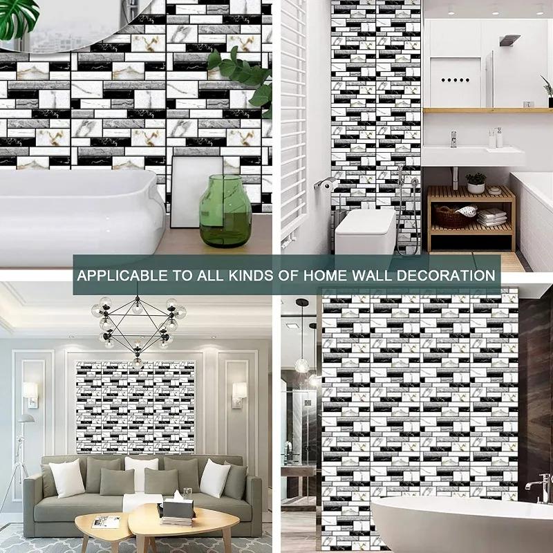Self Adhesive Tile Wall Sticker - Home Decor 3D PVC Sticker Covers For Kitchen Cupboard Bathroom Waterproof Wallpaper