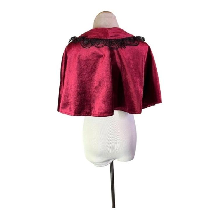 Renaissances Cloak Halloween Medieval Costume Cosplay Short Cape Velvets Laces Cape for Kids Adult Thin Cape Cloak Gifts