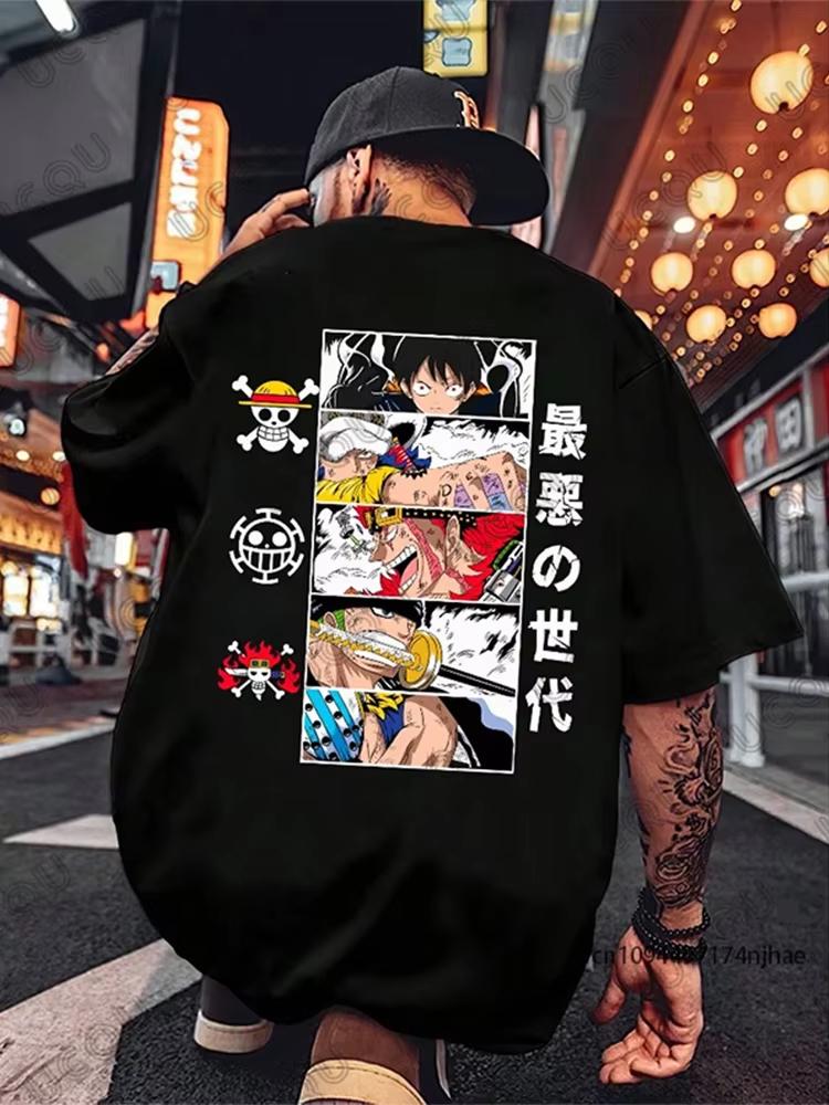 One Piece 2026 Summer Men Cotton Tshirt Streetwear Anime Graphic Oversized Short Sleeve Casual Daily Wear Roronoa Zoro 3 Swords