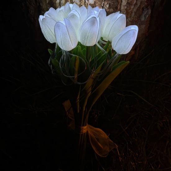 Flores Artificiales Tulipanes LED, Ramo Brillante de Mano con Pétalos Suaves, Tallo Flexible Luz Ambiental, Regalo Romántico Decoración del Hogar Dormitorio Ambiente