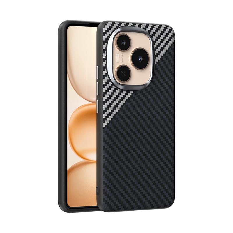 

For Honor Power Case Magsafe Slim Sturdy Shockproof Anti-Fall Alloy Lens Protection Carbon Fiber Style Leather Bumper Case Cover Pc + tpu&Honor Power