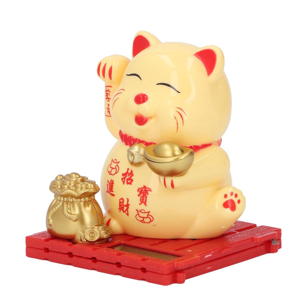   Cat Waving Arm Vivid Lovely Chinese Cat Solar Fortune Cat Statue Decoration for Decorating Front Desk Car Business Openings