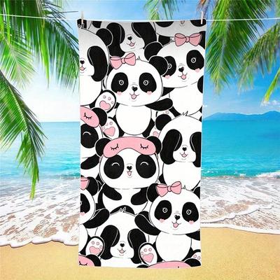 Serviette de plage Mignon Panda Imprimé Protection Solaire Coupe-vent Convient Pour Piscine Camping Voyage Couverture