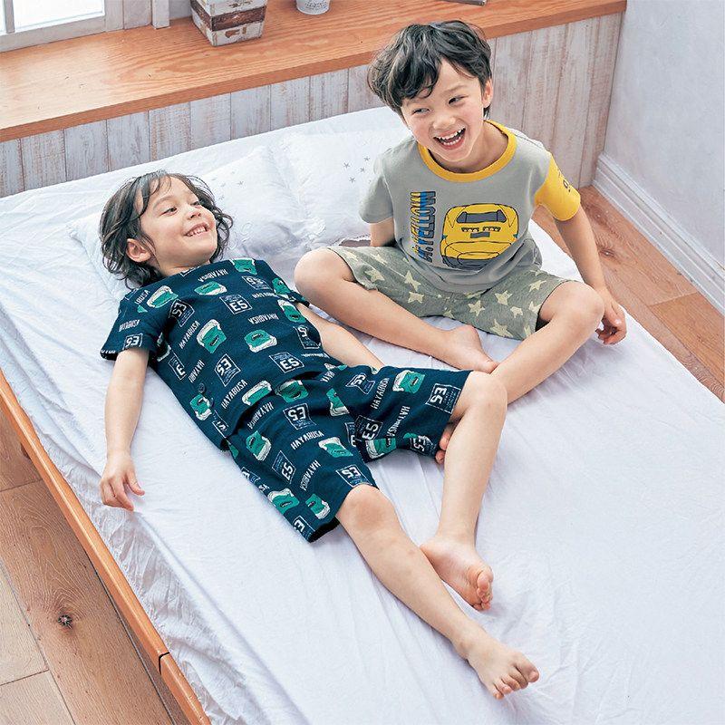 Summer Boys' Home Wear Suit Pure Cotton Kids Thin Short-Sleeved Shorts Two-piece Set Air Conditioning Clothes Motor Car 90-150