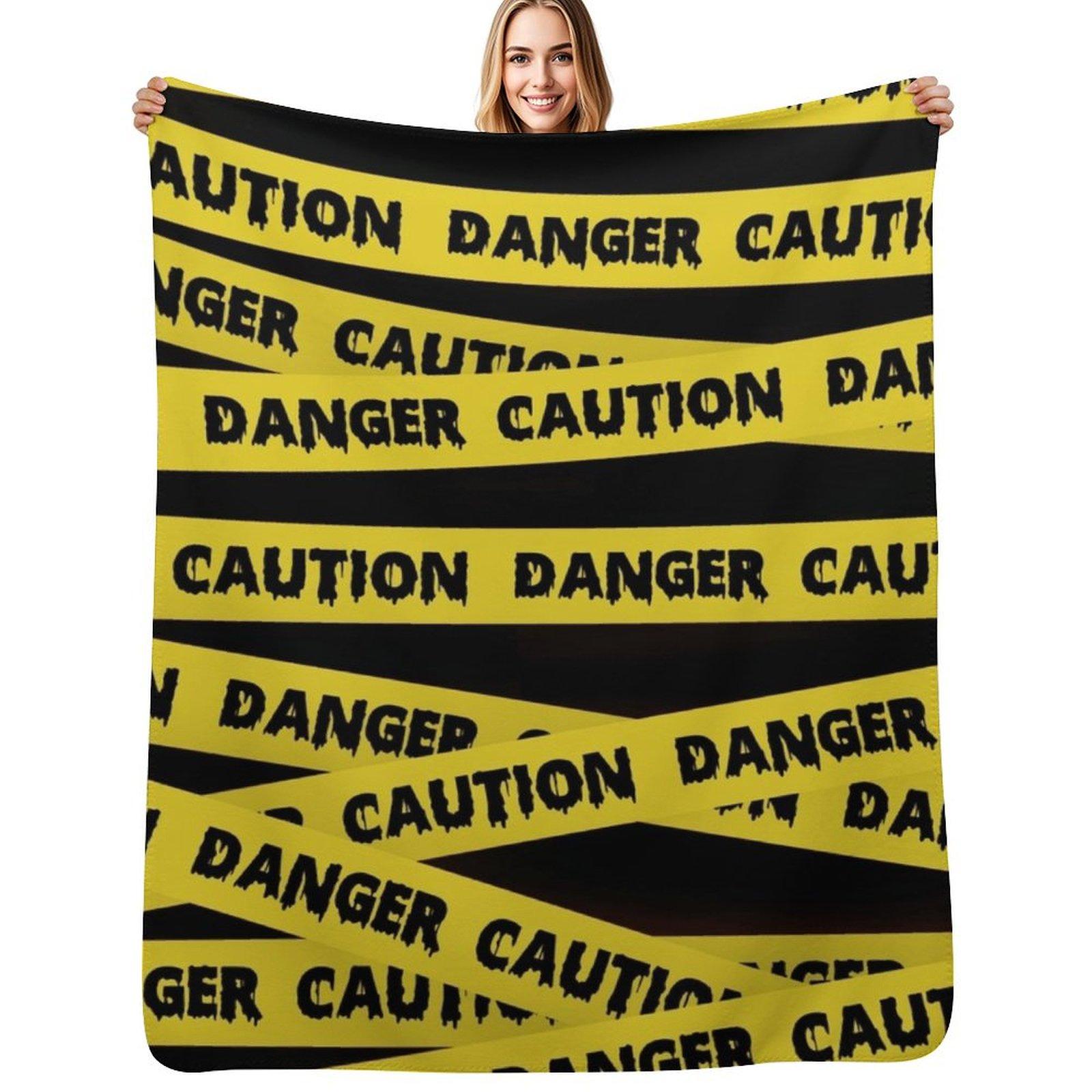 Caution Tape Danger Crime Scene Tape Throw Blanket Warm Napping Blanket for Office Couch Bed Size: 75*100cm, Weight: 230 GSM