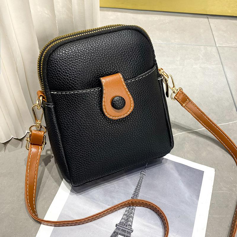 Handytasche für Damen, Umhängetasche aus PU-Leder, einfache mehrschichtige Messenger-Handtasche und Geldbörse, Einkaufstasche