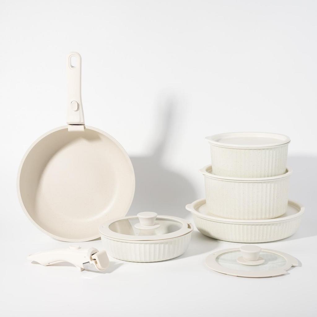 16-Piece Non-Stick Cookware Set with Detachable Handles