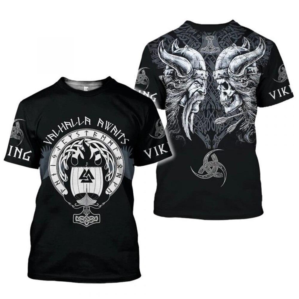 2021 Summer New Men 'S Viking 3dt Shirt Print Clothes Fashion Trend Punk T -Shirt Harajuku Men 'S Top 