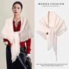 Solid color shawl containing wool thickened wool knitted scarf women's winter high-end warm and cold scarf