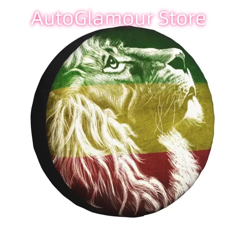 King Of Judah Rasta Lion Spare Wheel Tire Cover for Pajero Wrangler Jamaica Flag Jeep RV SUV Camper Vehicle Accessories