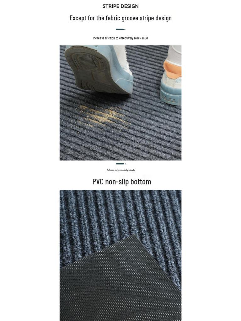 Anti-slip Striped Entrance Door Mat for Home or Office - Water Absorbent & Dust Removing Carpet