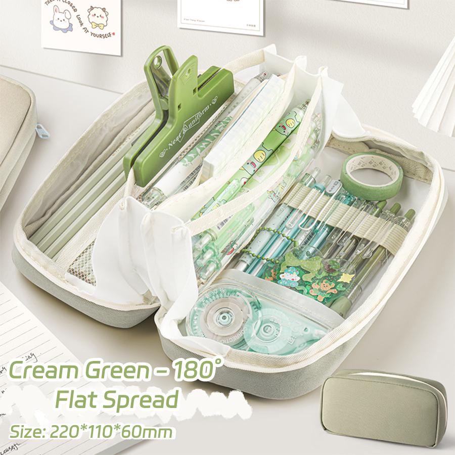 

Кавайный вулканический пенал расширяемый большой вместимости холщовая косметичка сумка для канцелярских товаров для студентов школьные принадлежности зелёный