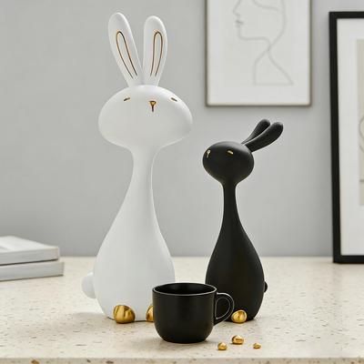 2x Králičí sošky Zvířecí umělecké sochy Zahradní kreativní dárek Ozdoba Velikonoční dekorace Figurky pro
