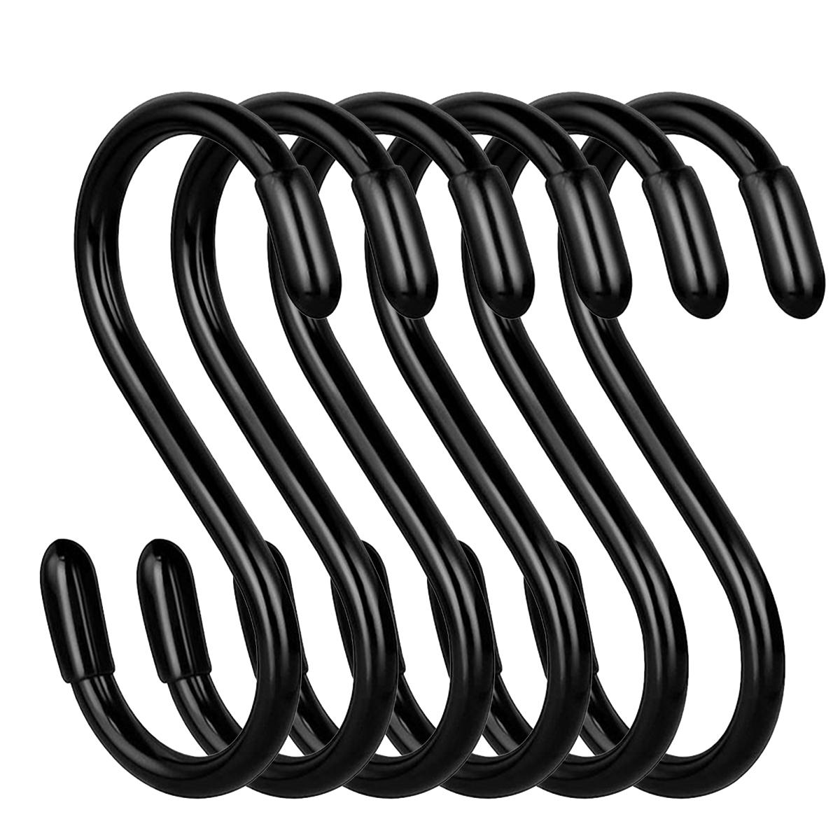 

S Hooks, 3 Inch Heavy Duty Vinyl Coated Rubber S Hooks, Additional Thick Non-Slip Metal S Hooks for Closets, Garden