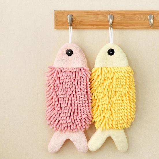 Fiskformad Handduk Superabsorberande Mikrofiberhandduk Luddfritt Söt Handduk med Hängögla för Badrum och Kök