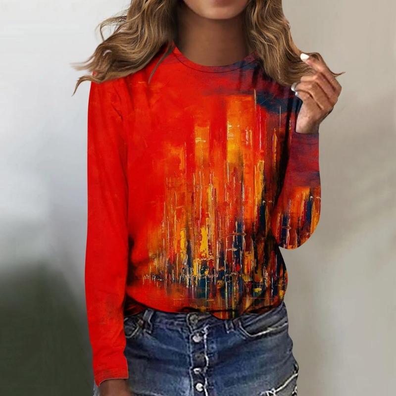 3D Print Tops Women's Pattern T Shirts O-Neck Casual Pullover Long Sleeve Y2K Clothing Girls Fashion Tshirt