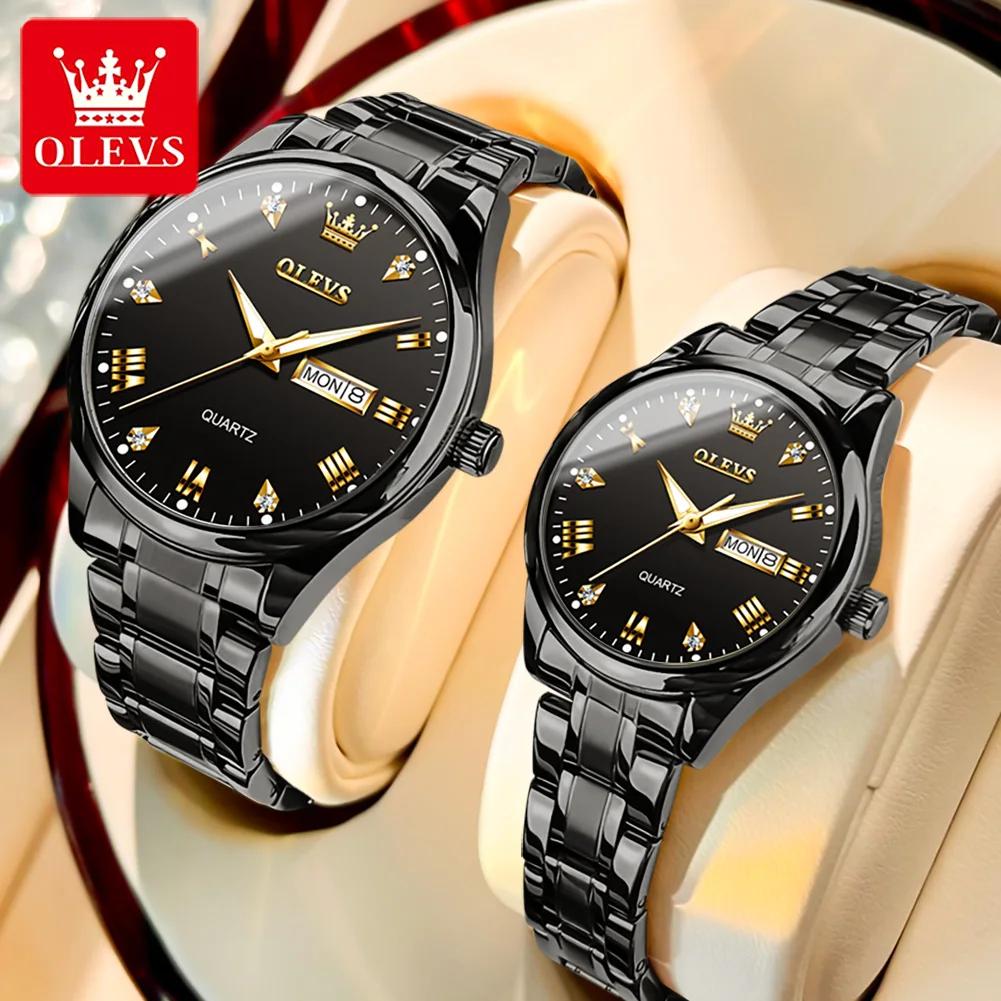 OLEVS Couple Watch Luxury Gold Diamond