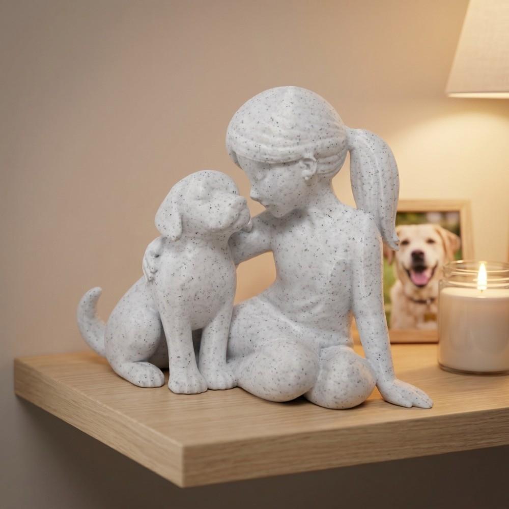 Gifts 3D Printed Girl And Dog Statues Cute Decoration Desktop Dog Figurine Creative Canine Statues Crafts Desktop Use